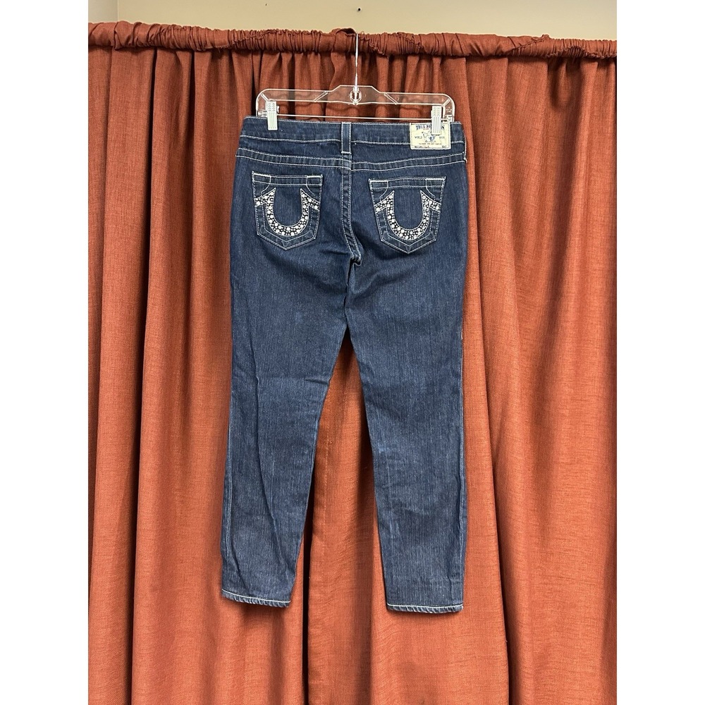 True Religion Women's Jeweled Blue Denim Jeans Size 28x25 Dark Wash